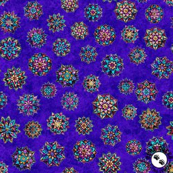 QT Fabrics Night Flight Stained Glass Medallions Violet