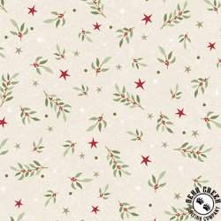 P&B Textiles Believe Tossed Sprigs and Stars Cream