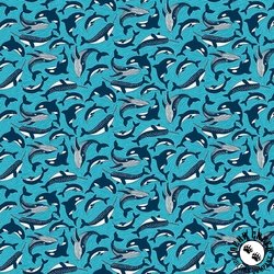 Andover Fabrics Deep Blue Sea Fins and Tails Blue