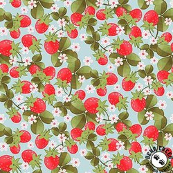 Studio E Fabric In The Thicket Strawberries Light Blue Studio E Fabric In The Thicket Strawberries Light Blue