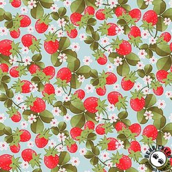 Studio E Fabric In The Thicket Strawberries Light Blue