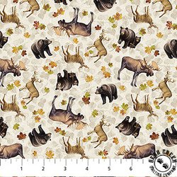 Northcott Naturescapes Wilderness Tossed Animals Beige/Multi