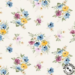 Clothworks Violetta Tossed Flowers Cream
