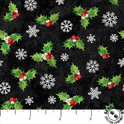 Northcott Sugar Coated Holly Toss Black/Multi