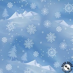 Benartex Woodland Wonderland Mountain View Medium Blue Benartex Woodland Wonderland Mountain View Medium Blue