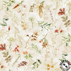 Hoffman Fabrics Harvest Bouquet Tossed Ferns and Flowers Natural