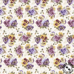 Marcus Fabrics Dandy Pansies Pansy Garden Cream