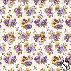 Marcus Fabrics Dandy Pansies Pansy Garden Cream Marcus Fabrics Dandy Pansies Pansy Garden Cream