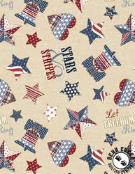 Wilmington Prints Stars of Valor Patriotic Toss Cream