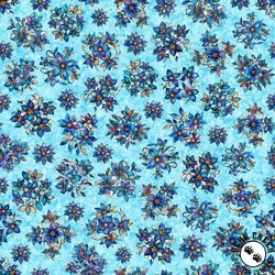 QT Fabrics Mosaic Blooms Tossed Floral Turquoise QT Fabrics Mosaic Blooms Tossed Floral Turquoise