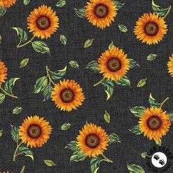 Michael Miller Fabrics Garden Variety Here Comes The Sunflower Charcoal