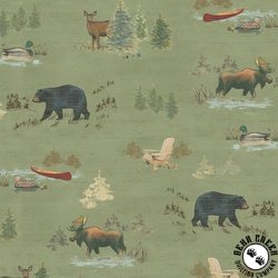 Clothworks Lake and Lodge Toile Olive