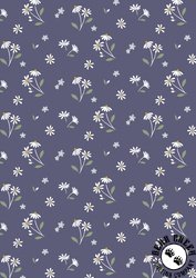 Lewis and Irene Fabrics Floral Song Daisies Dancing Navy Blue