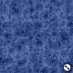 QT Fabrics American Spirit Star Paisley Toss Blue