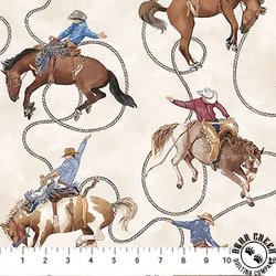 Northcott Cowboy Blues Cowboys Cream/Multi Northcott Cowboy Blues Cowboys Cream/Multi
