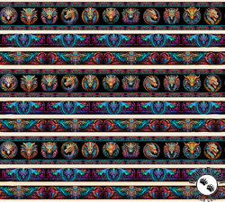 QT Fabrics Dragon's Song Border Stripe Multi QT Fabrics Dragon's Song Border Stripe Multi