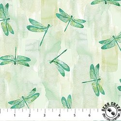 Northcott Luscious Dragonflies Pale Green