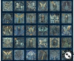 QT Fabrics Folklore Small Medieval Patches Panel Navy QT Fabrics Folklore Small Medieval Patches Panel Navy