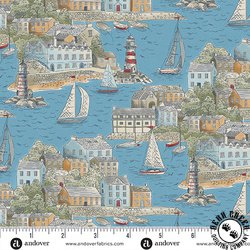 Andover Fabrics High Tide Harbour View Mid Blue