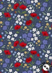 Lewis and Irene Fabrics Forever Blooms Wild Blooms Prussian Blue Lewis and Irene Fabrics Forever Blooms Wild Blooms Prussian Blue