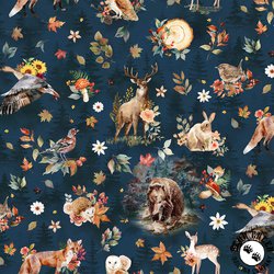 Hoffman Fabrics Woodsy and Whimsy Animals Navy