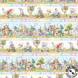 P&B Textiles Whiskerville Animal Friends Scenic Stripe Multi