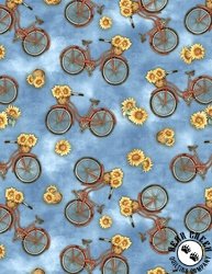 Wilmington Prints Sunspell Bicycles Toss Light Blue