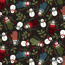 Maywood Studio Holly Jolly Flannel Snowmen Black Maywood Studio Holly Jolly Flannel Snowmen Black