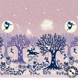 Lewis and Irene Fabrics Glow Fairies Double Border Pink Lewis and Irene Fabrics Glow Fairies Double Border Pink