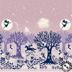 Lewis and Irene Fabrics Glow Fairies Double Border Pink