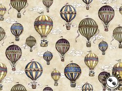 QT Fabrics Flying High Hot Air Balloons Tan