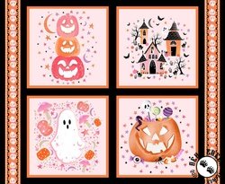 Blank Quilting Ghostly Greetings Block Panel Blank Quilting Ghostly Greetings Block Panel