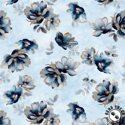 Studio E Fabrics Behind Blue Eyes Bloom Toss Ice