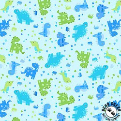 Maywood Studio Playtime Flannel Dinosaurs Aqua