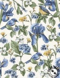 Wilmington Prints Among The Irises 108 Inch Wide Backing Fabric Large Florals Cream