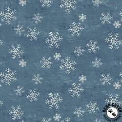 Clothworks Snow Mountain Flannel Snowflakes Dark Denim