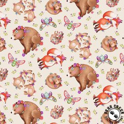 Studio E Fabric In The Thicket Tossed Woodland Animals Dark Pink Studio E Fabric In The Thicket Tossed Woodland Animals Dark Pink