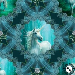 Clothworks Unicorn Magic Medallions Teal