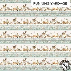 Northcott Woodland Heart Border Stripe Blue/Multi