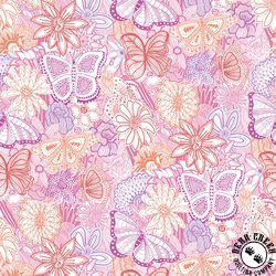 P&B Textiles Sketchbook 108 inch Wide Backing Fabric Pink/Coral