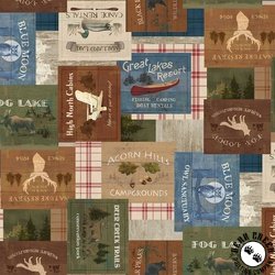 Clothworks Lake and Lodge Signs Multi