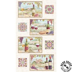 Clothworks Wine Tasting Placemat Panel Light Cream