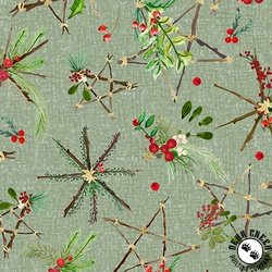 Maywood Studio Winter Wreaths Stars Green Maywood Studio Winter Wreaths Stars Green