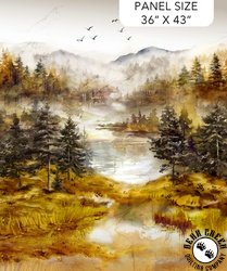 Northcott Misty Morning Panel Ochre/Multi