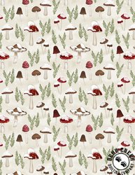 Wilmington Prints Woodland Snowmen Mushrooms All Over Cream