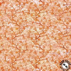 In The Beginning Fabrics Oriental Gardens Cherry Blossoms Orange