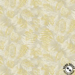 Hoffman Fabrics Blue Jay Song Fern Leaves Sand Gold