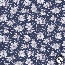 P&B Textiles Meadow At Dusk Flower Toss Dark Blue