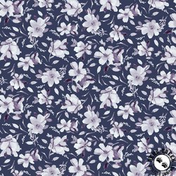 P&B Textiles Meadow At Dusk Flower Toss Dark Blue P&B Textiles Meadow At Dusk Flower Toss Dark Blue