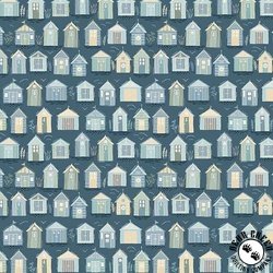 Andover Fabrics Driftwood Beach Huts Blue Andover Fabrics Driftwood Beach Huts Blue